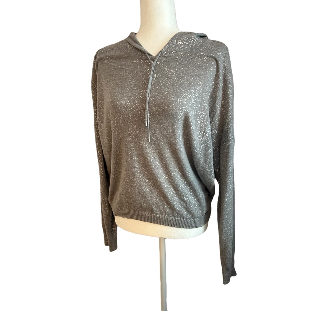 Calvin Klein women’s grey sparkle hooded sweater, size M